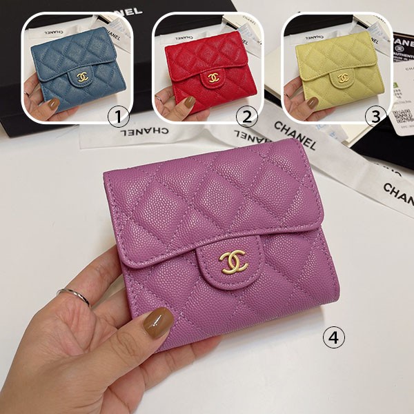 【新色♡】シャネル コピー 三つ折りフラップウォレット パープル 4色 shk15984