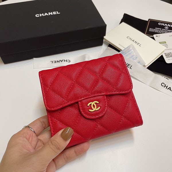 【新色♡】シャネル コピー 三つ折りフラップウォレット パープル 4色 shk15984