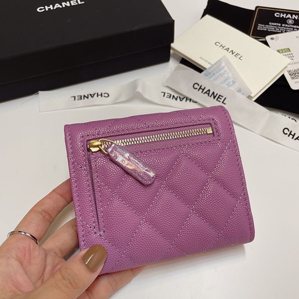 【新色♡】シャネル コピー 三つ折りフラップウォレット パープル 4色 shk15984