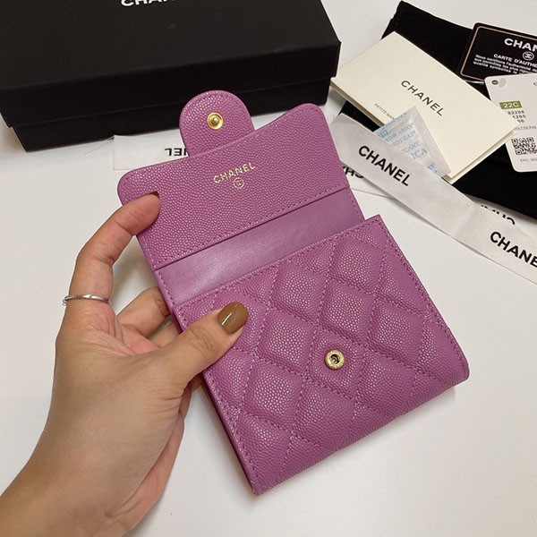【新色♡】シャネル コピー 三つ折りフラップウォレット パープル 4色 shk15984