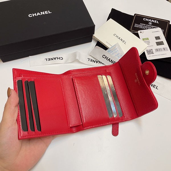 【新色♡】シャネル コピー 三つ折りフラップウォレット パープル 4色 shk15984