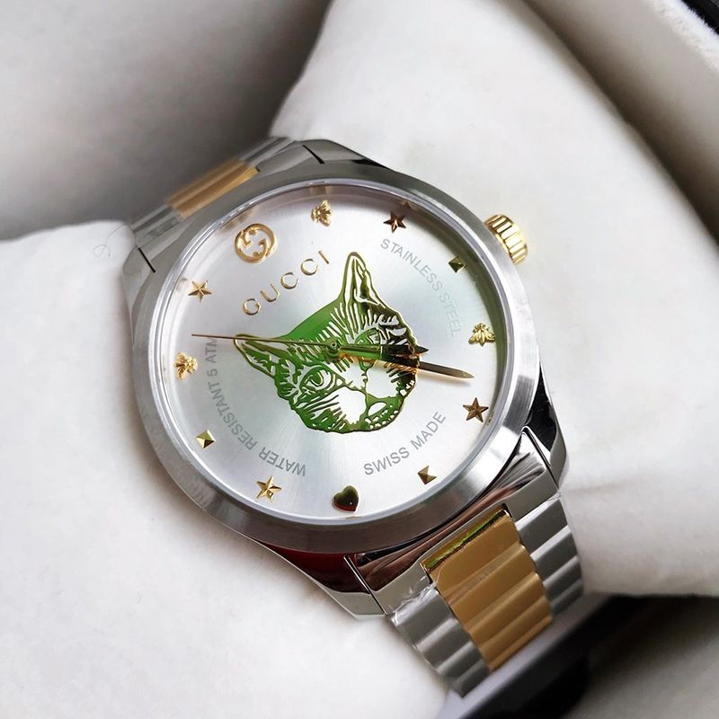 ★日本!!人気！グッチ G-タイムレス ウォッチ 偽物☆猫 38mm/27mm 腕時計 YA126596