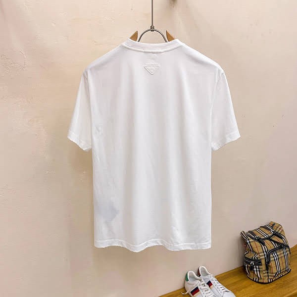 超話題!プラダ 偽物★ロゴプリント クルーネック ジャージー 半袖Tシャツ pur98776