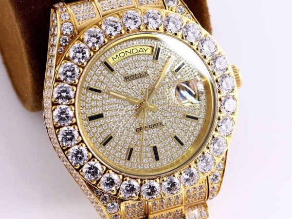 希少色 ロレックス 時計 スーパーコピー デイデイト 39MM メンズ シャンパン 全面ダイヤド roh66055 - 画像 (3)