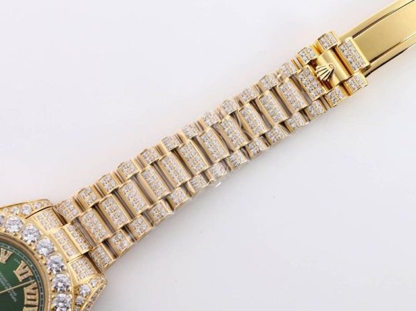 《大人気》ロレックス コピー 時計 デイデイト 39MM 全面ダイヤ メンズ グリーン roa78795 - 画像 (7)