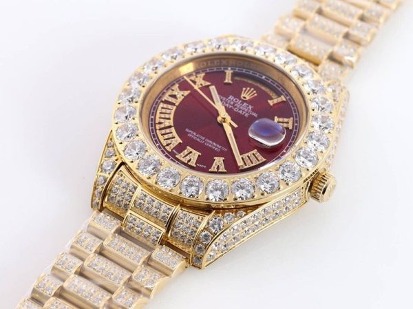 関税負担なしロレック 時計 偽物 ス デイデイト 39MM メンズ レッド ダイヤモンドベゼル rol61381 - 画像 (2)