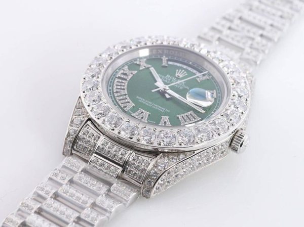 超希少！ロレックス 時計 コピー 39MM メンズ グリーン 全面ダイヤ デイデイト roi63736 - 画像 (2)
