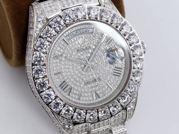 限定 ロレックス 時計 偽物 39MM メンズ ホワイト 全面ダイヤ デイデイト roj31634 - 画像 (3)