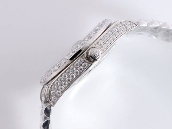 送料込 ロレックス 時計 コピー 39MM メンズ シルバー 全面ダイヤ デイデイト rom34702 - 画像 (5)