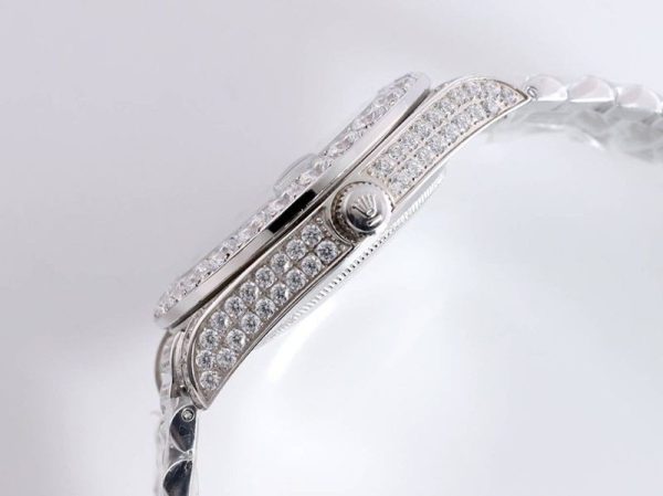 目を惹くカラー ロレックス 時計 コピー 39MM メンズ レッド 全面ダイヤ デイデイト roh51246 - 画像 (5)