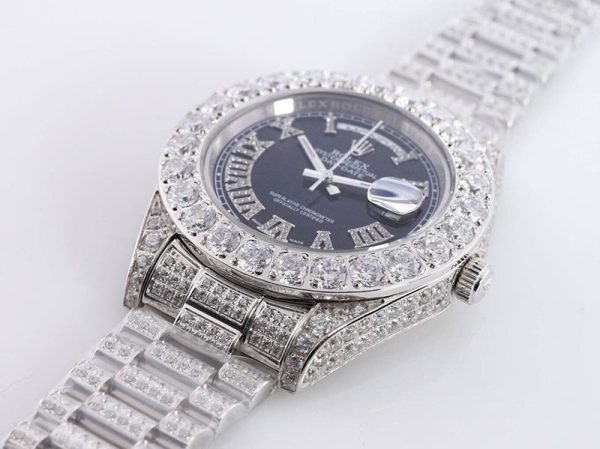 定番 ロレックス 時計 コピー 39MM メンズ ブラック 全面ダイヤ デイデイト rol64114 - 画像 (2)