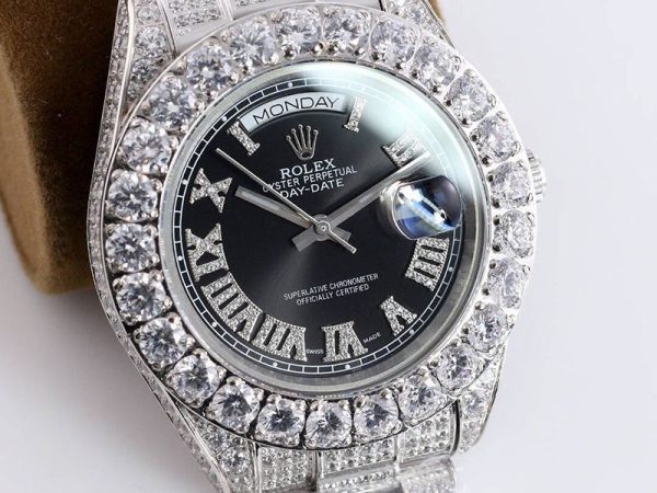 定番 ロレックス 時計 コピー 39MM メンズ ブラック 全面ダイヤ デイデイト rol64114 - 画像 (3)