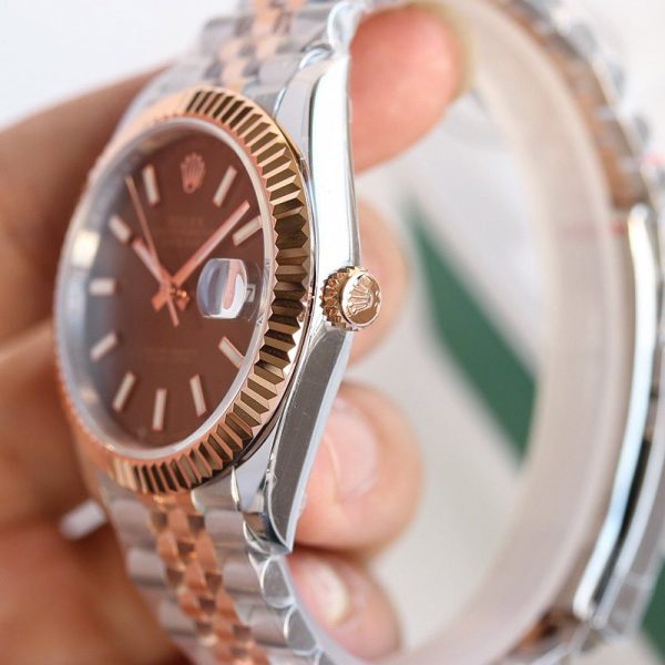 目を惹くカラー ロレックス 時計 パロディ デイトジャスト 41mm チョコレート メンズ 126331 - 画像 (3)