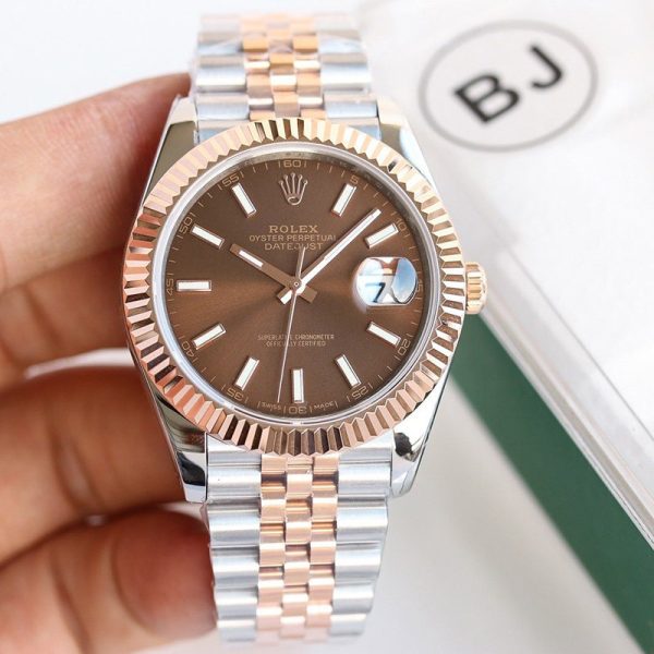 目を惹くカラー ロレックス 時計 パロディ デイトジャスト 41mm チョコレート メンズ 126331 - 画像 (7)