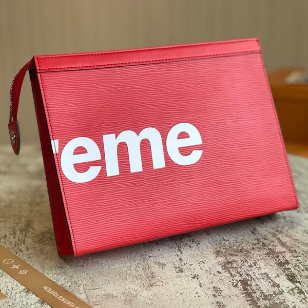 関税なし ルイヴィトン × シュプリーム  偽物 Pochette Jour GM クラッチバッグ 赤 M66888 - 画像 (2)