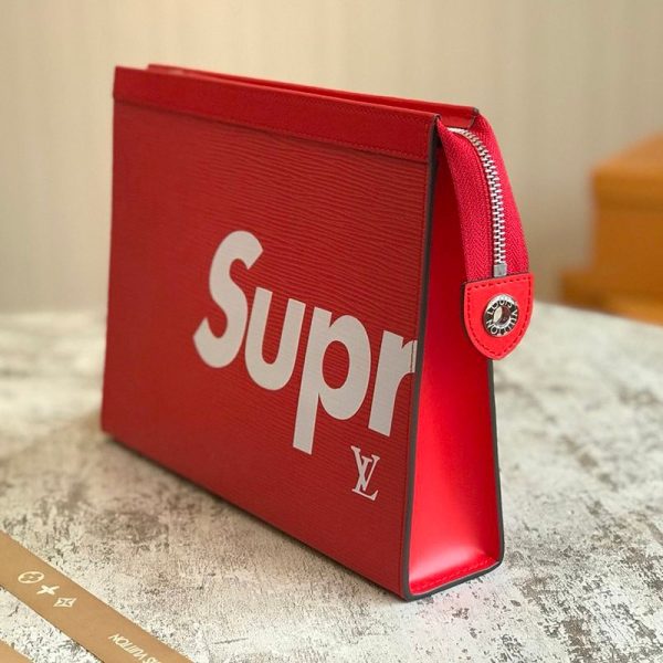 関税なし ルイヴィトン × シュプリーム  偽物 Pochette Jour GM クラッチバッグ 赤 M66888 - 画像 (3)