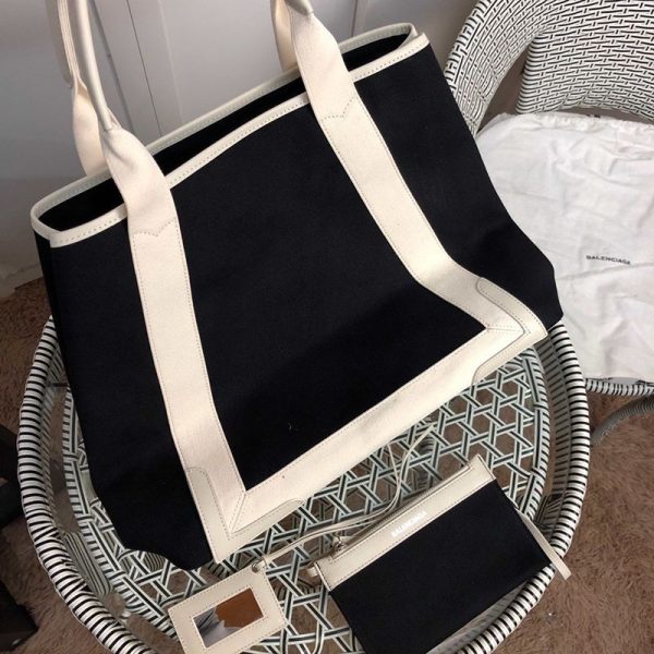 送料込バレンシアガ ネイビーカバス スーパーコピー M トート ブラック×ベージュ バレンシアガ 偽物 bab31528 - 画像 (4)