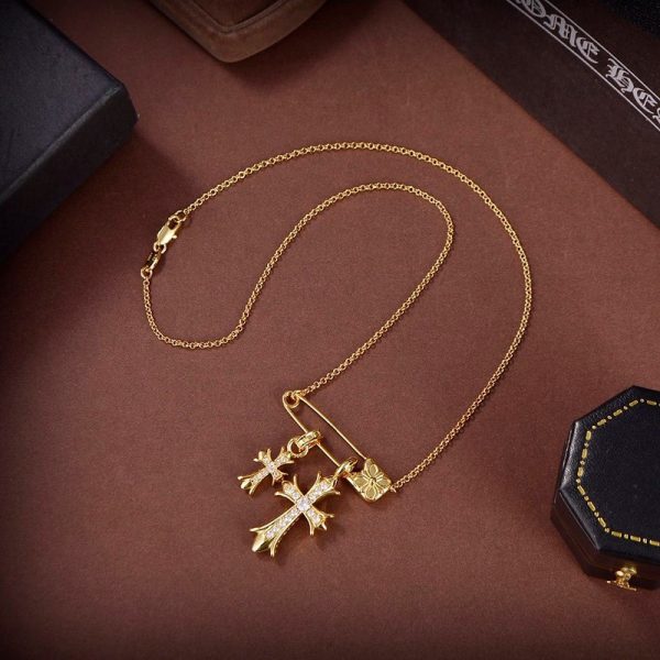 定番 【クロムハーツ ネックレス 偽物】CHクロス 22K セーフティピン ゴールド Kud28835 ネックレス - 画像 (3)