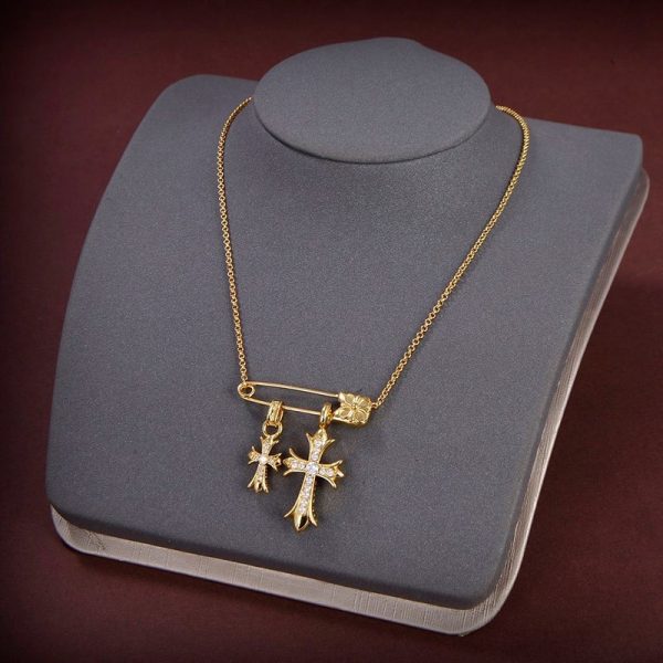 定番 【クロムハーツ ネックレス 偽物】CHクロス 22K セーフティピン ゴールド Kud28835 ネックレス - 画像 (4)