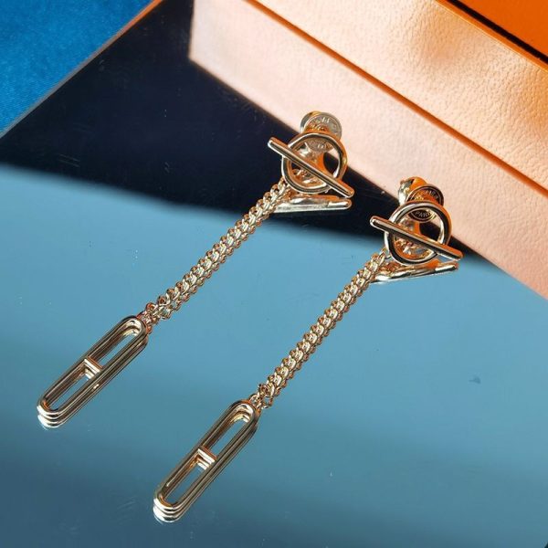 エルメス ファランドール 偽物 18K ローズゴールドピアス 3色 H219592B00 - 画像 (4)