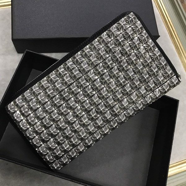 クロムハーツ風 財布 偽物ゼロピラミッドスタッズ/ラウンドファスナー財布/ヘビーレザー Kub01611 - 画像 (2)