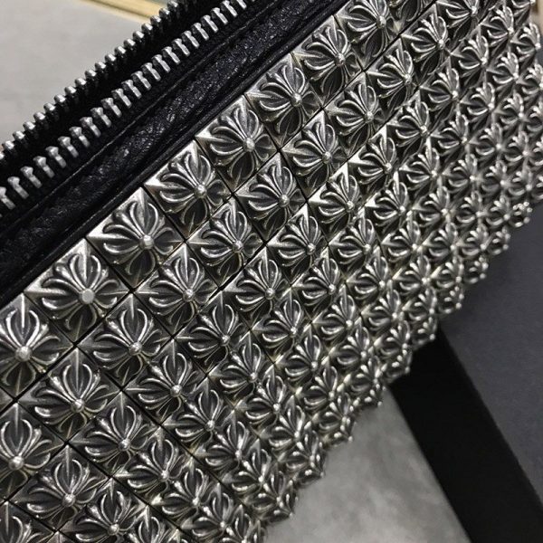 クロムハーツ風 財布 偽物ゼロピラミッドスタッズ/ラウンドファスナー財布/ヘビーレザー Kub01611 - 画像 (9)