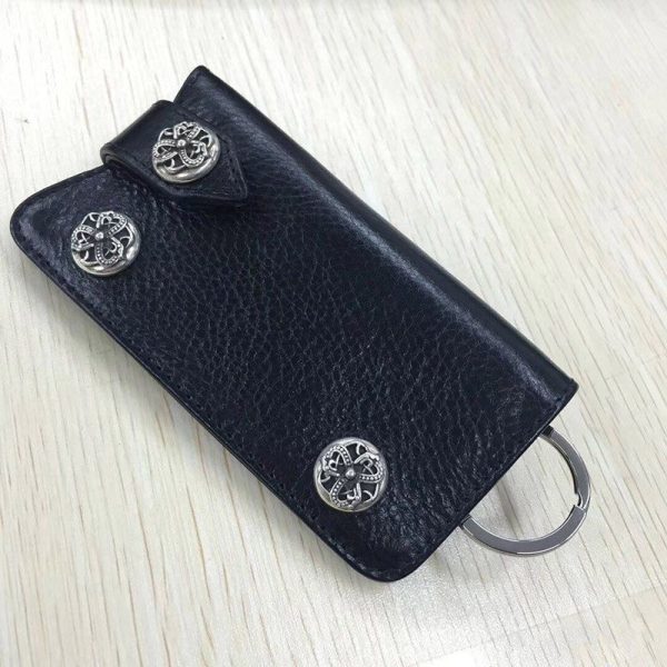 稀少 十クロムハーツ十【クロスボールボタン 偽物】◆レザーキーケース･BLK Kur85182 - 画像 (2)