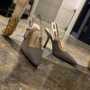 稀少ジャディオール スリングバックパンプス コピー★ヒール9.5cm グレー テクニカルファブリック dee63835 - 画像 (4)