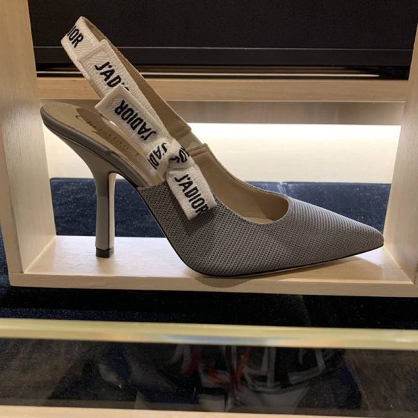 稀少ジャディオール スリングバックパンプス コピー★ヒール9.5cm グレー テクニカルファブリック dee63835 - 画像 (5)