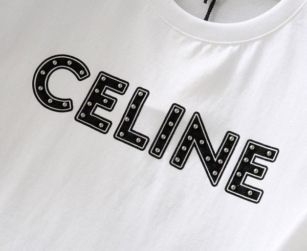 【日本未発売】セリーヌ “セリーヌ”スタッズロゴプリント Tシャツ偽物 Cef42914 - 画像 (6)