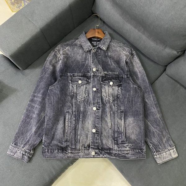 定番バレンシアガ コピー Drip Peace Large Fit ジャケット★ストーンウォッシュ ブラックデニム bau61029 - 画像 (2)