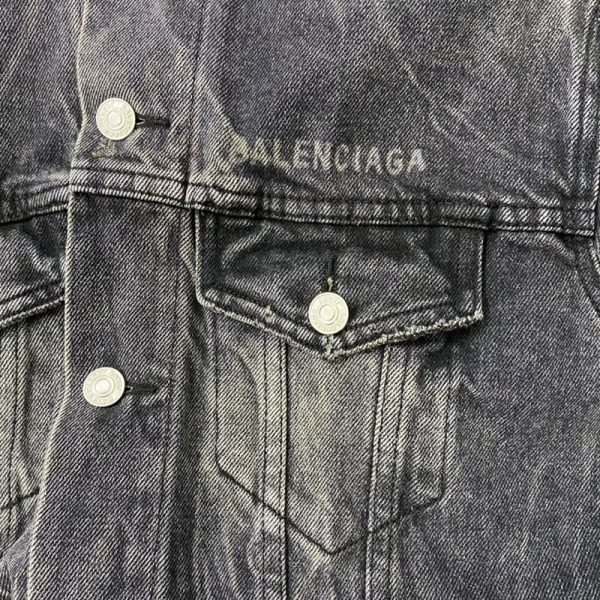 定番バレンシアガ コピー Drip Peace Large Fit ジャケット★ストーンウォッシュ ブラックデニム bau61029 - 画像 (4)