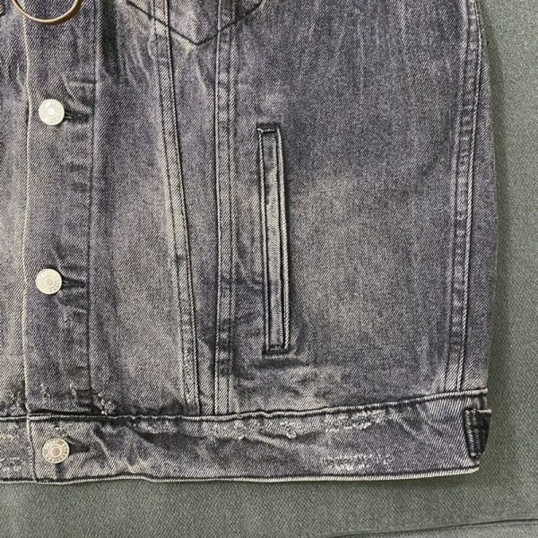 定番バレンシアガ コピー Drip Peace Large Fit ジャケット★ストーンウォッシュ ブラックデニム bau61029 - 画像 (7)