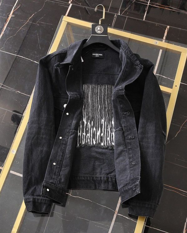 稀少バレンシアガ Barcode Large Fit ジャケット 偽物★ブラックデニム bax80679 - 画像 (3)
