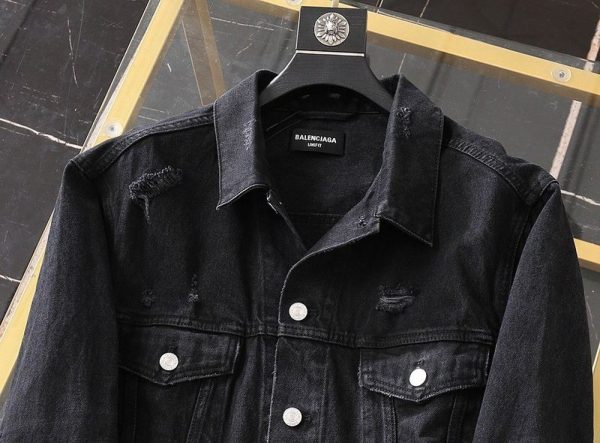 稀少バレンシアガ Barcode Large Fit ジャケット 偽物★ブラックデニム bax80679 - 画像 (4)