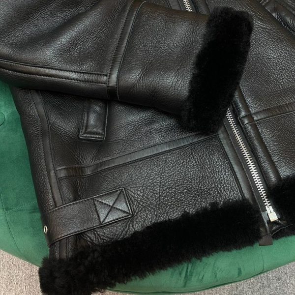 超希少！バレンシアガ Cocoon Aviator ジャケット 偽物★シャイニー ラムスキン＆ボンドウール ブラック 646456TKS311069 - 画像 (5)