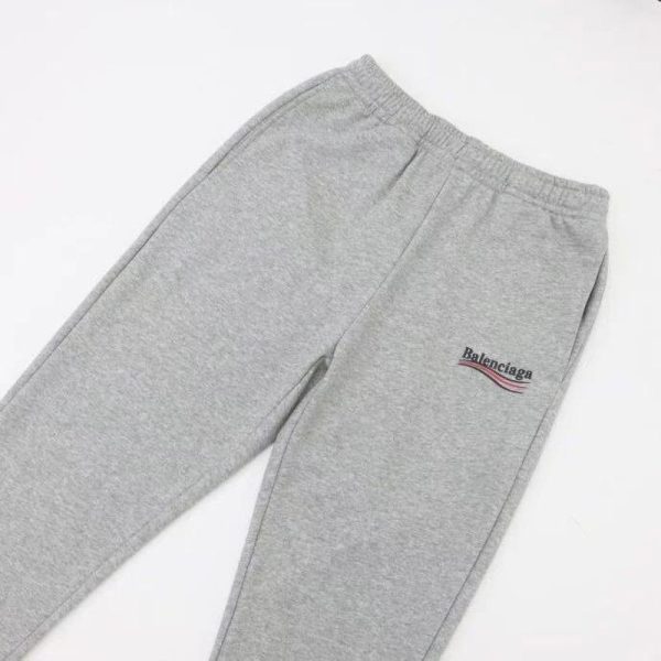 超話題!バレンシアガ コピー Political Campaign Sweat パンツ★カーリーフリース　グレー baq35410 - 画像 (2)