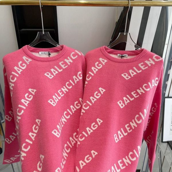 争奪戦バレンシアガ コピー Allover Logo セーター ニットウェア ピンク bav83740 - 画像 (6)