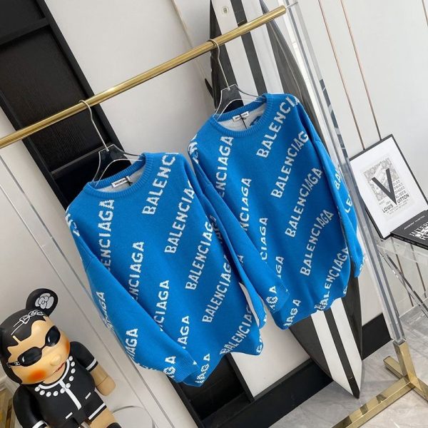 累積売上総額第１位！バレンシアガ 偽物 Allover Logo セーター ニットウェア ブルー baw08185 - 画像 (2)