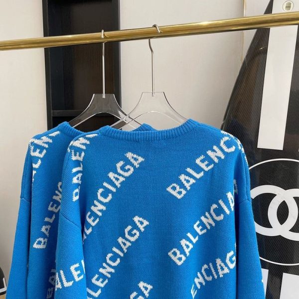 累積売上総額第１位！バレンシアガ 偽物 Allover Logo セーター ニットウェア ブルー baw08185 - 画像 (8)