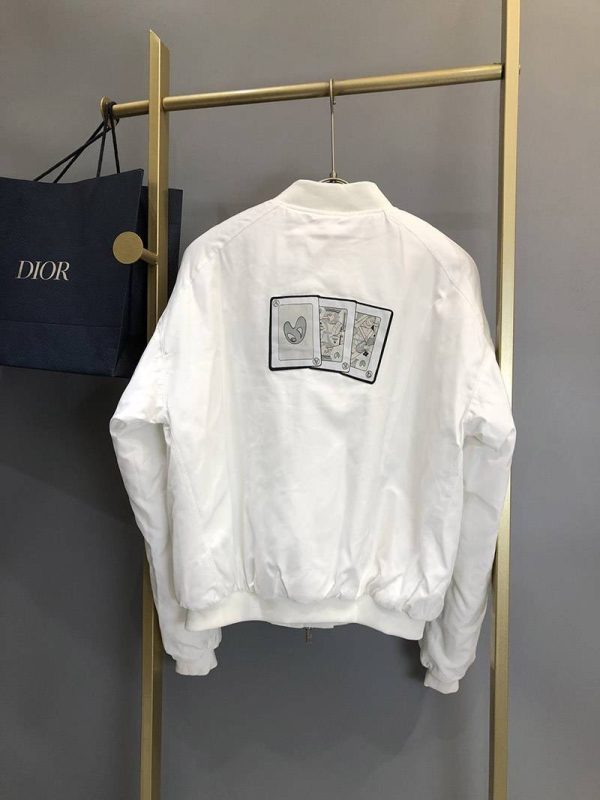 可愛いディオール コピーロゴホワイトナイロンジップボンバージャケット dey35029 - 画像 (2)