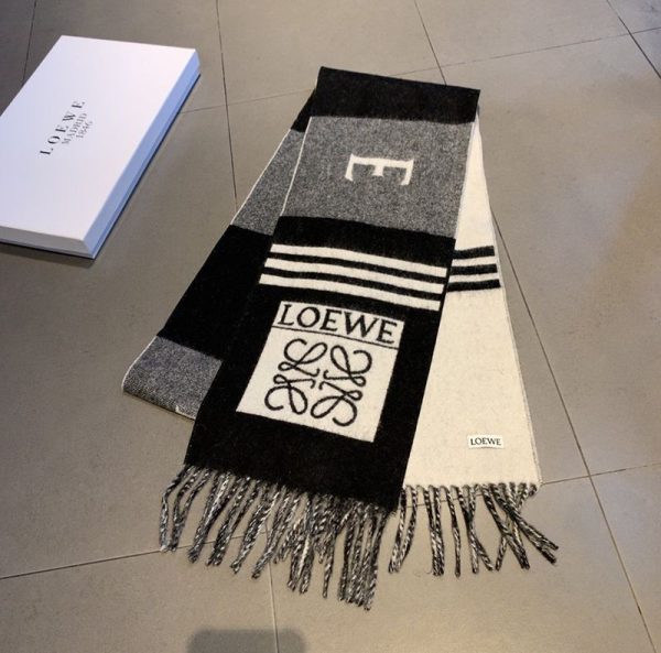 可愛いロエベ 偽物 ロゴストライプ スカーフ (カシミヤ) lov97443 - 画像 (2)