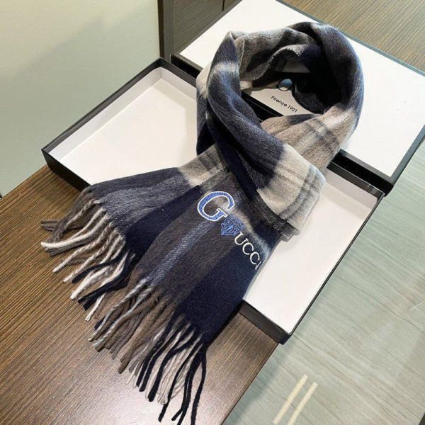 ★日本!!人気！グッチ チェック カシミヤ スカーフ コピー gue45507 - 画像 (2)