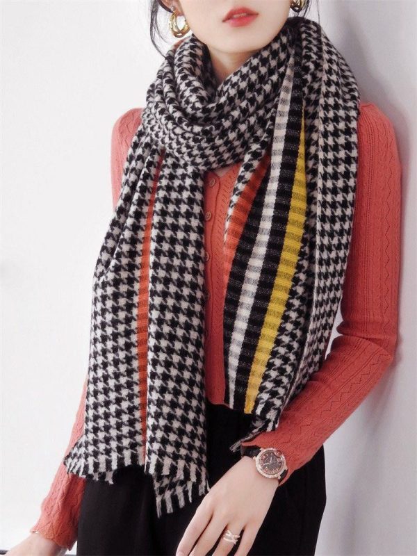 21-22AW グッチ 男女OK!GGマーク コピー チェックストライプ ウールマフラー gur32303 - 画像 (2)