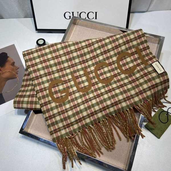 完売必至 グッチ チェック カシミヤ 偽物 スカーフ gux70461 - 画像 (2)