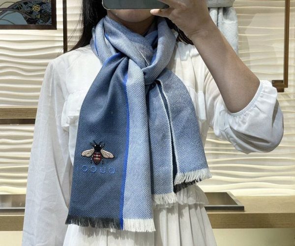 完売必至 グッチ 蜂 ストライプ 偽物 カシミヤマフラー gui15948 - 画像 (8)