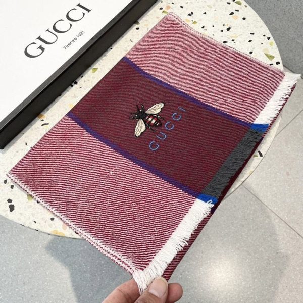 完売必至 グッチ 蜂 ストライプ カシミヤマフラー gut24489 - 画像 (3)
