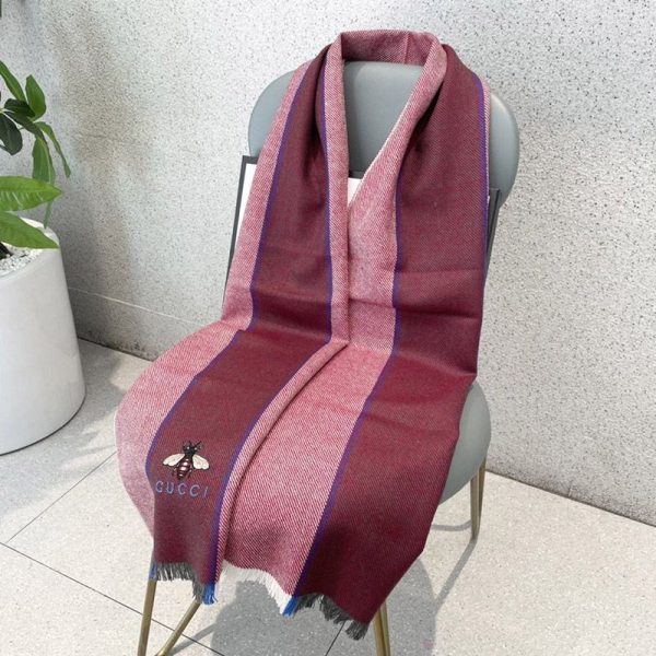 完売必至 グッチ 蜂 ストライプ カシミヤマフラー gut24489 - 画像 (4)