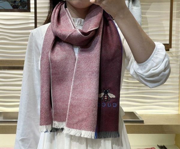 完売必至 グッチ 蜂 ストライプ カシミヤマフラー gut24489 - 画像 (8)