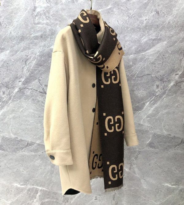 定番 グッチ GGジャカード ウール　スカーフ guf35408 - 画像 (9)